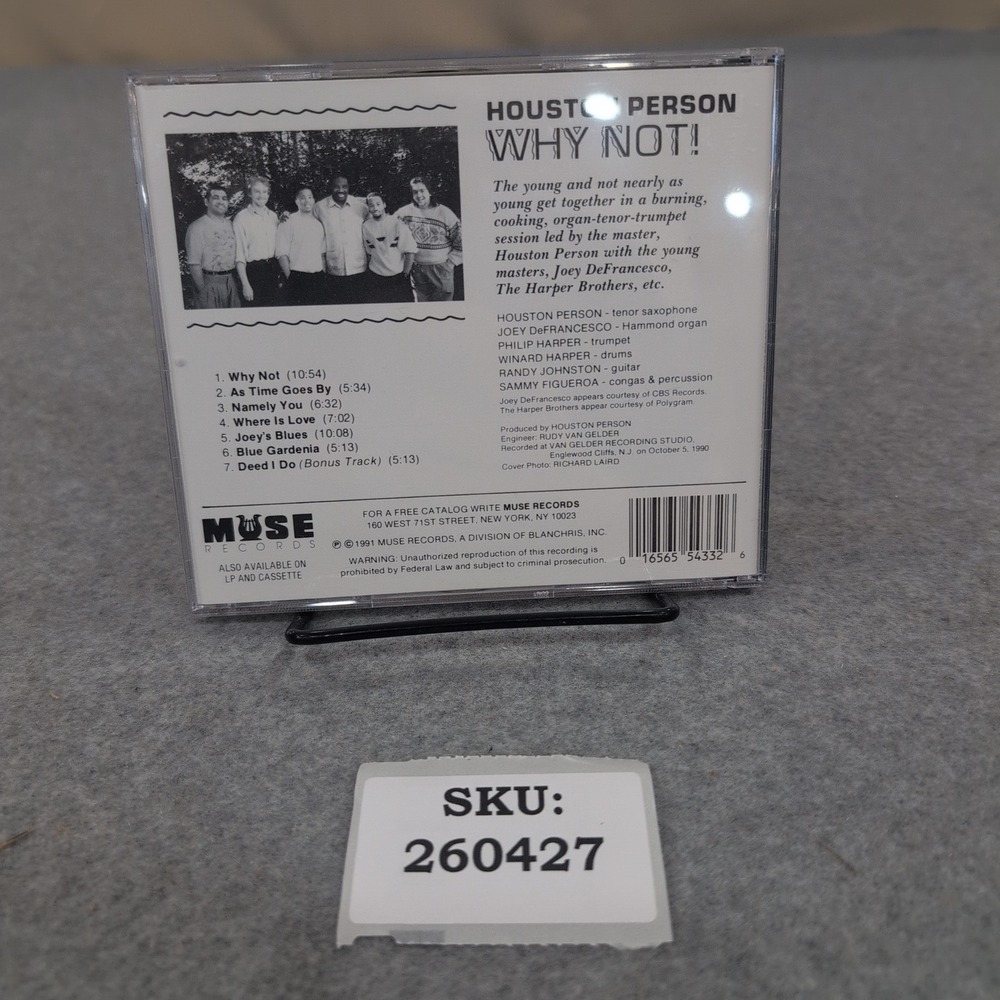 Houston Person Why Not! CD Muse Records MCD 5433 Jazz Joey DeFrancesco 1991 - Picture 2 of 2
